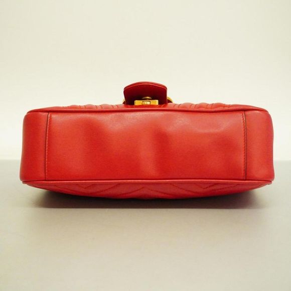 Gucci Gg Marmont Red Leather Shoulder Bag (Pre-Owned) - Picture 3 of 11
